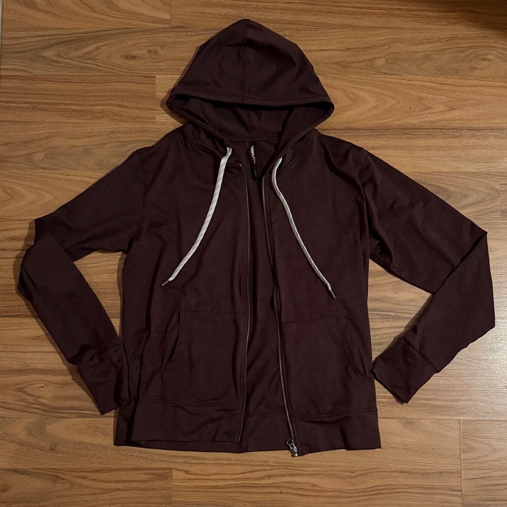Kirkland Signature Deep Maroon Heathered Full Zip Hoodie